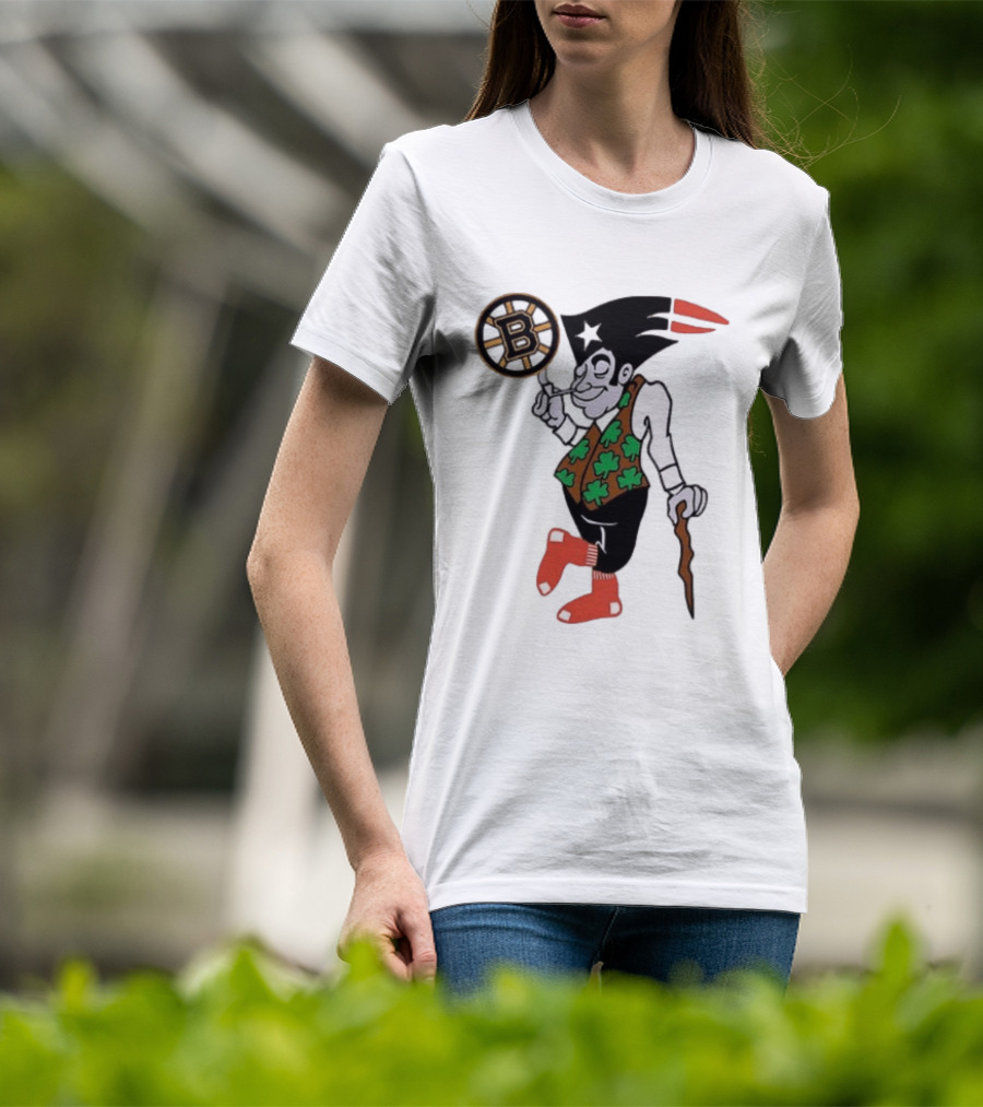 Boston All Sport Team Vintage Mascot With Clover And Cane T-Shirt