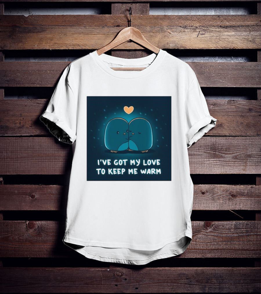 I've Got My Love To Keep Me Warm Heartwarming Penguin Cuddle T-Shirt