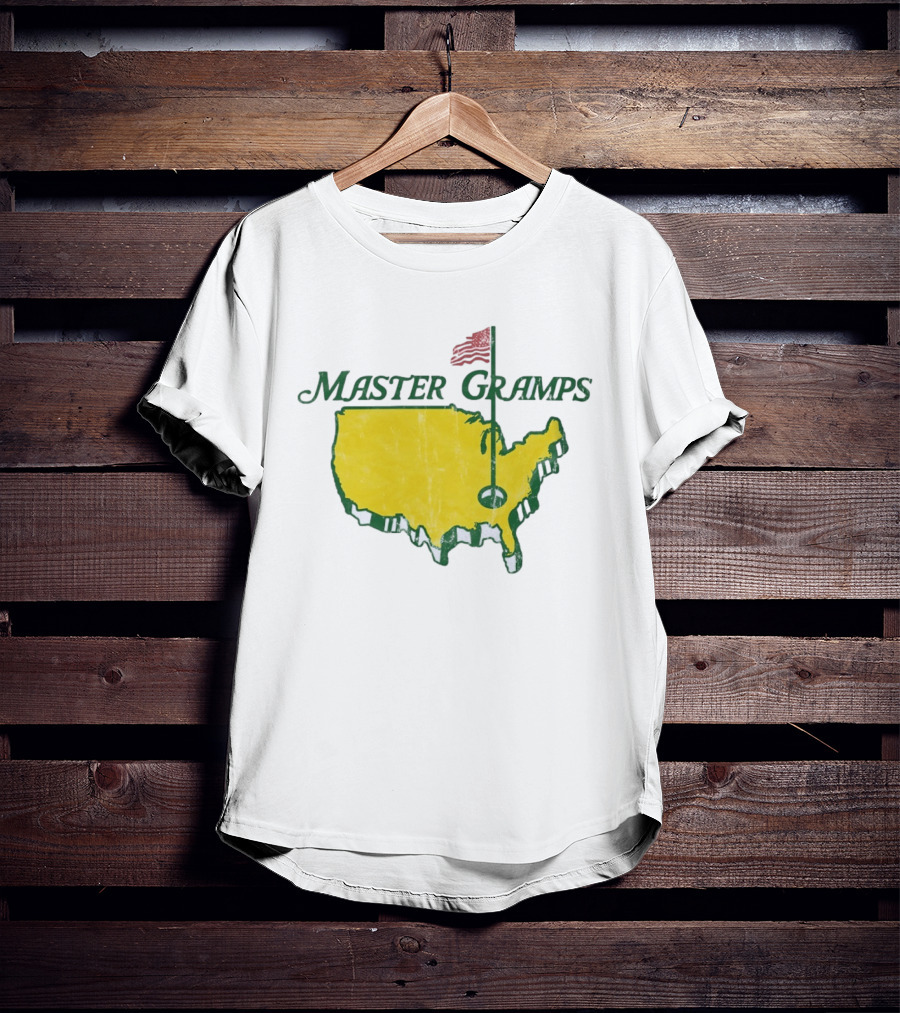 Master Gramps Golfing USA Flag Map T-Shirt