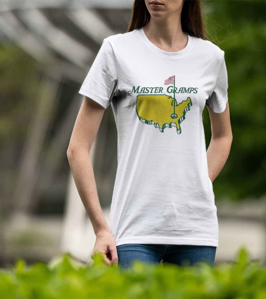 Master Gramps Golfing USA Flag Map T-Shirt