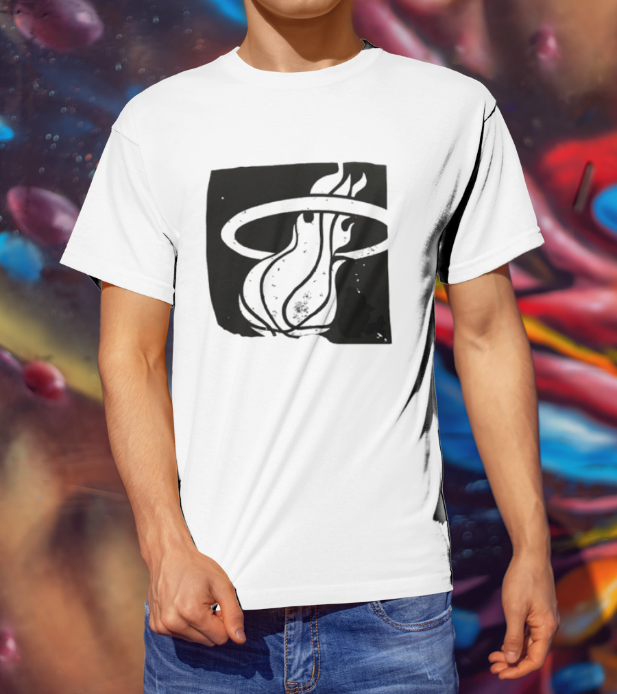 Miami Heat Basketball NBA Iconic Flaming Ball T-Shirt