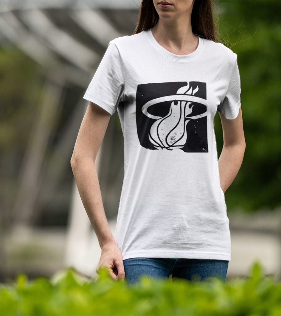 Miami Heat Basketball NBA Iconic Flaming Ball T-Shirt