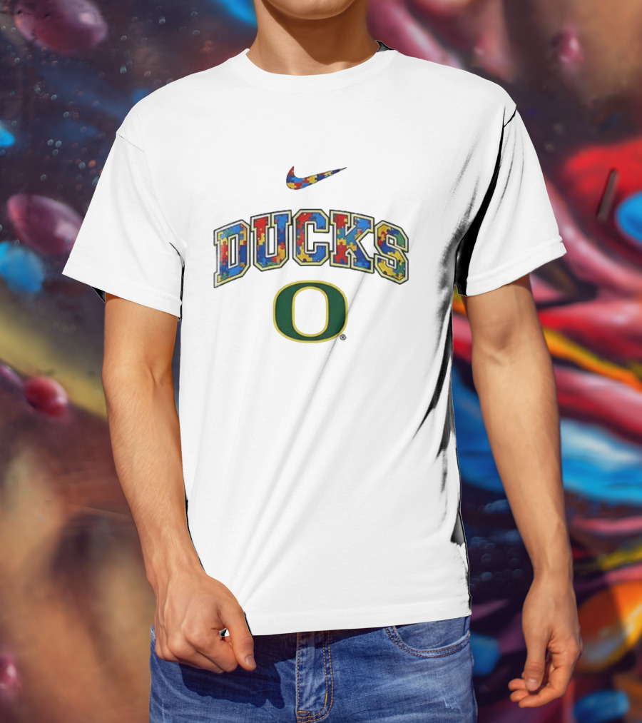 Oregon Ducks Autism Awareness Accept Understand Love Puzzle Nike T-Shirt