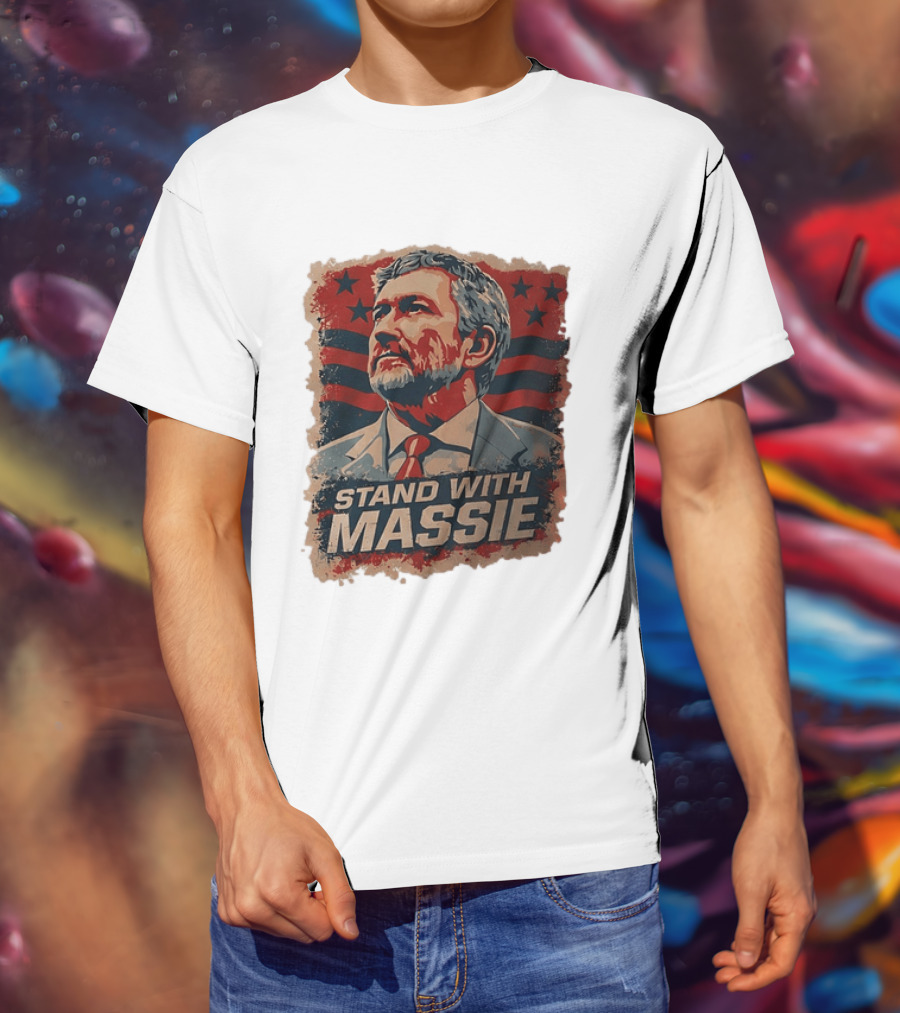 Stand With Massie Patriotic Political Artwork With Stars And Stripes T-Shirt