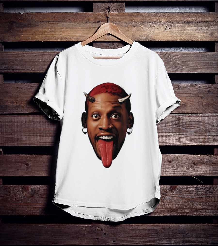 Dennis Rodman Big Face Devil Horns Chicago Bulls T-Shirt