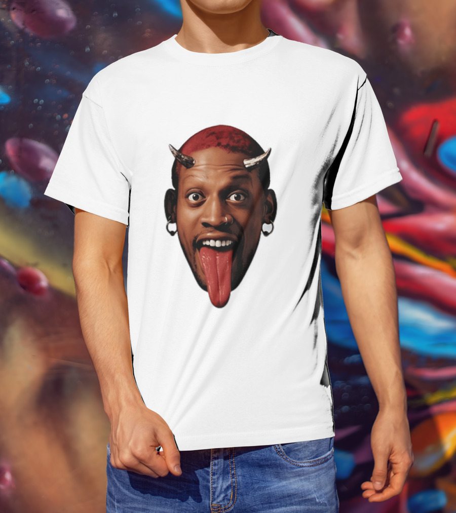Dennis Rodman Big Face Devil Horns Chicago Bulls T-Shirt