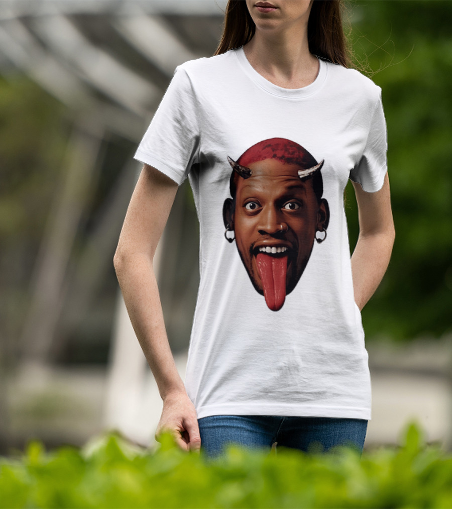 Dennis Rodman Big Face Devil Horns Chicago Bulls T-Shirt