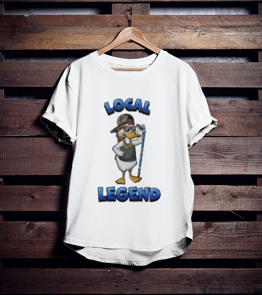 Duck Local Legend Hockey Player In Sunglasses And Cap T-Shirt