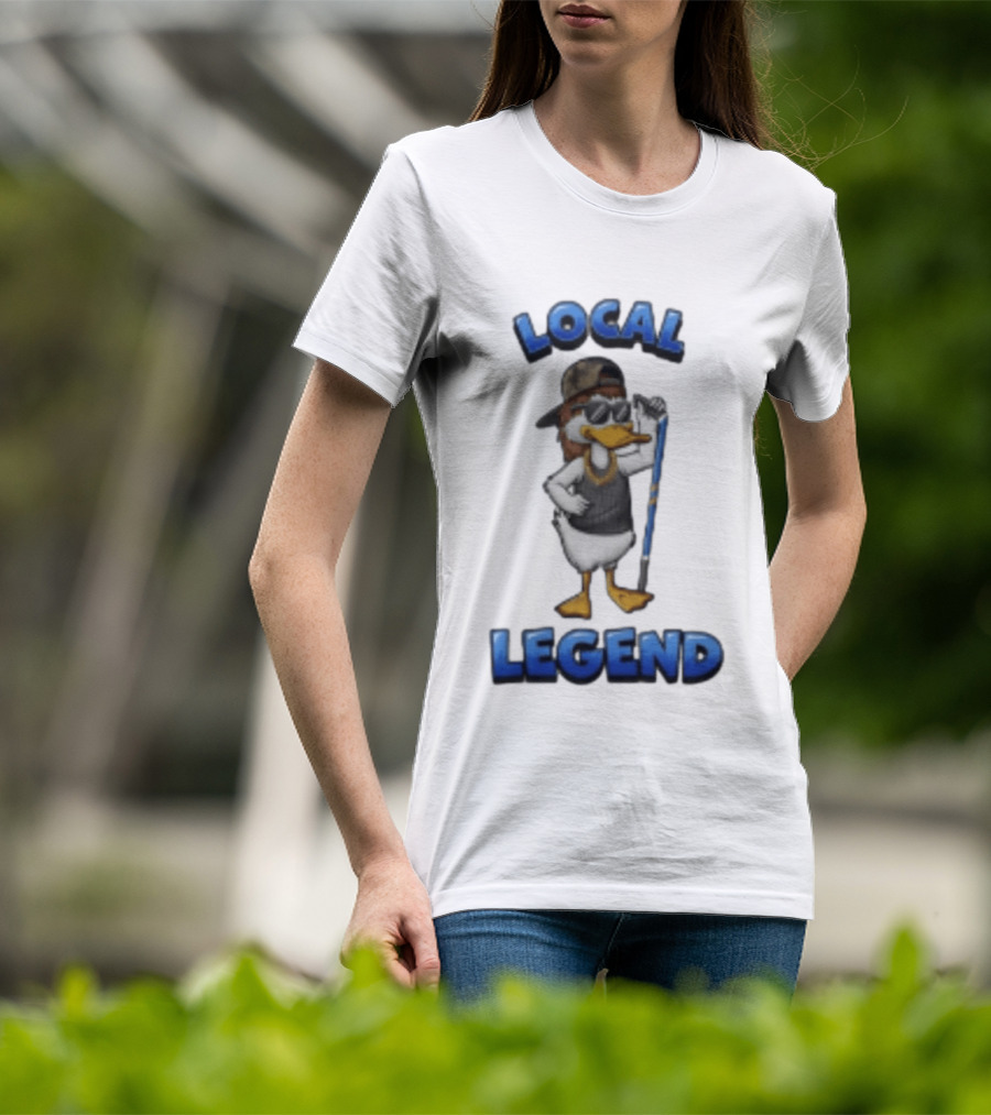 Duck Local Legend Hockey Player In Sunglasses And Cap T-Shirt