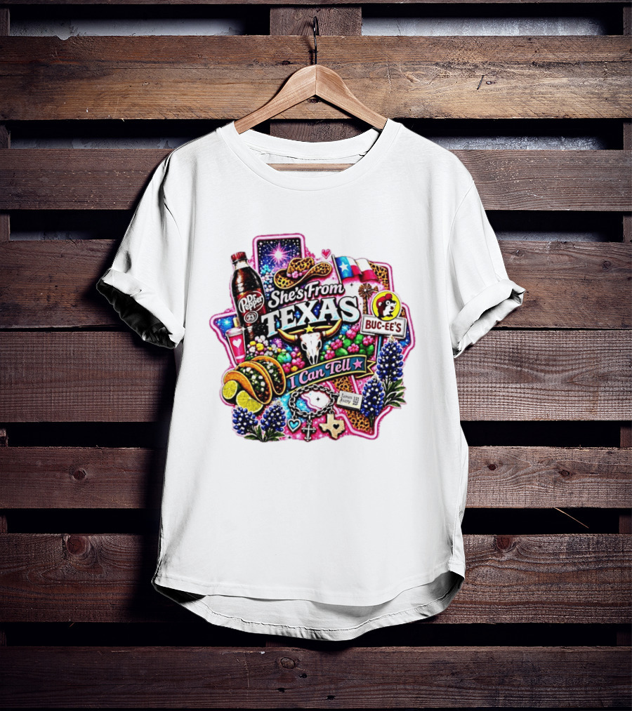 She's From Texas Dr Pepper Buc Ee's James Avery Charms I Can Tell Texas State Pride T-Shirt