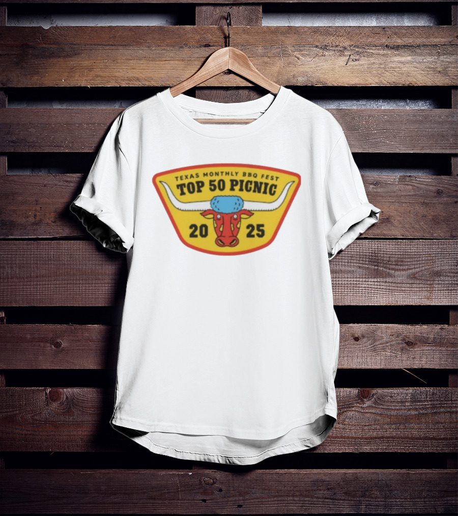 Texas Monthly BBQ Fest Top 50 Picnic 2025 Longhorn T-Shirt