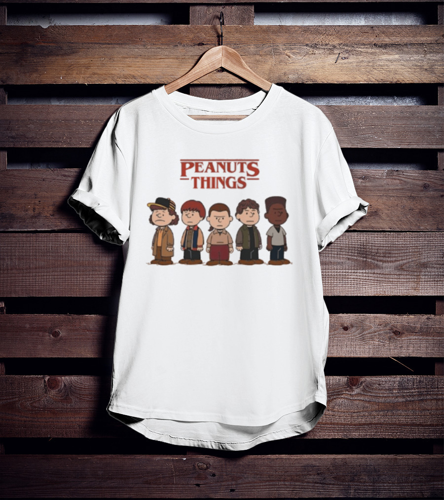 Peanuts Things Cartoon Characters Mashup Stranger 80s T-Shirt