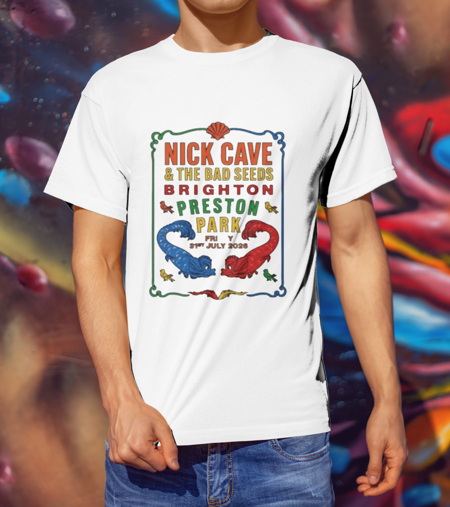 Nick Cave & The Bad Seeds Brighton Preston Park 31 July 2026 Colorful Dragons T-Shirt