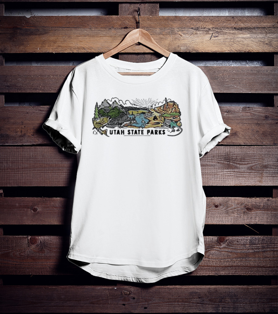 Utah State Parks Scenic Landscape With Mountains And Trees T-Shirt