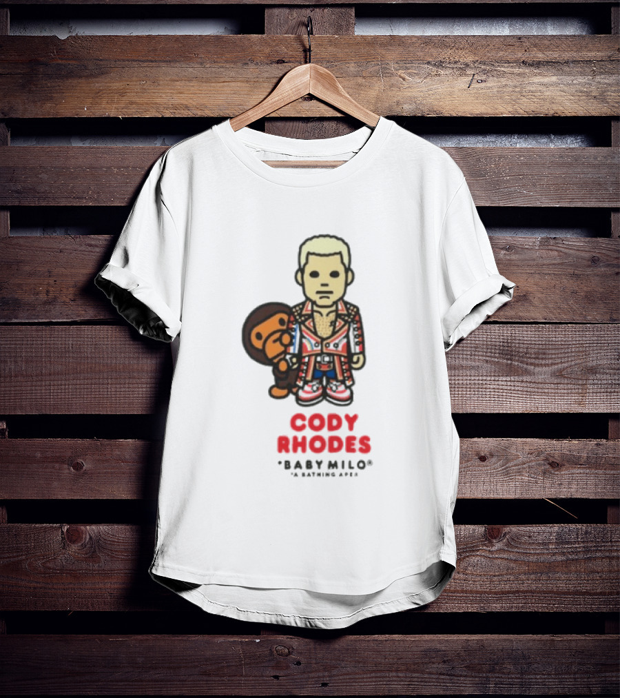 Cody Rhodes Baby Milo Wrestling Mens White Wwe Collaboration T-Shirt