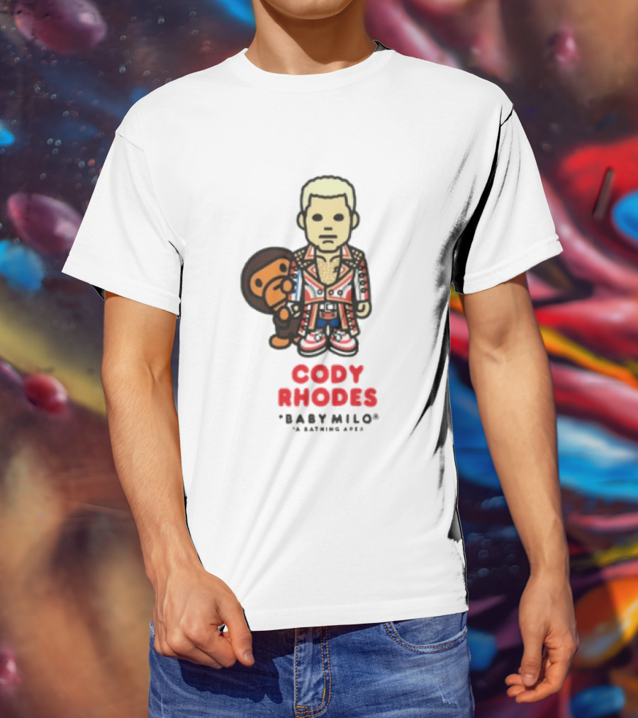 Cody Rhodes Baby Milo Wrestling Mens White Wwe Collaboration T-Shirt
