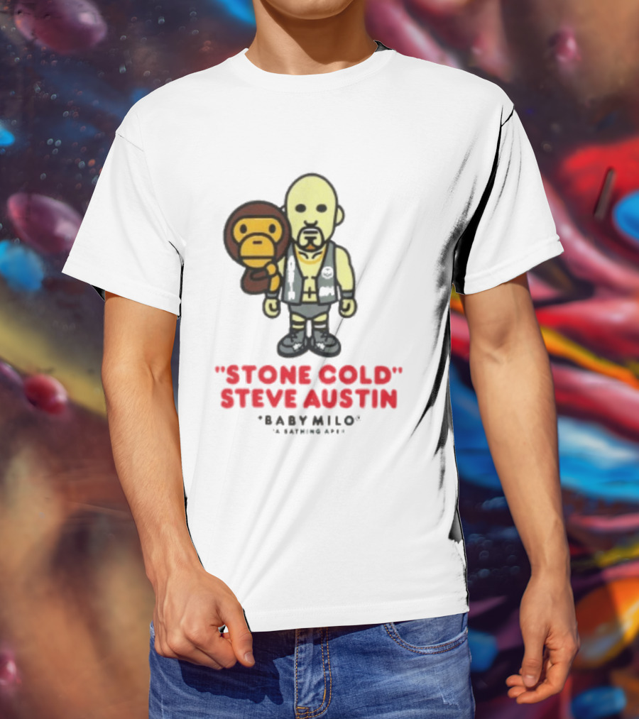 Stone Cold Steve Austin Baby Milo Collaboration Mens White T-Shirt