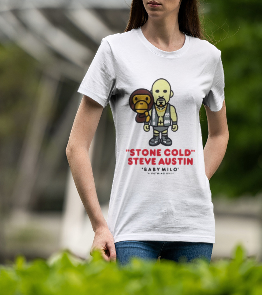 Stone Cold Steve Austin Baby Milo Collaboration Mens White T-Shirt