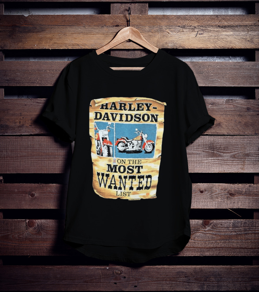 Harley Davidson #1 On The Most Wanted List Motorcycle 1986 Bismarck North Dakota T-Shirt