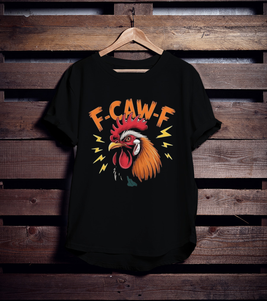 F Caw F Humor Meme Rooster Thunderbolts T-Shirt