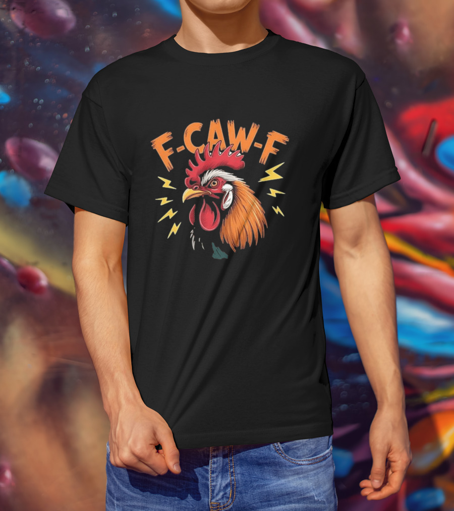 F Caw F Humor Meme Rooster Thunderbolts T-Shirt