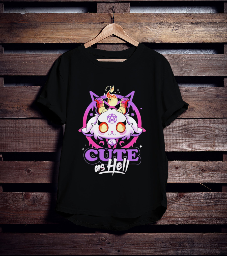 Cute As Hell Goat Demon Pentagram Flame T-Shirt