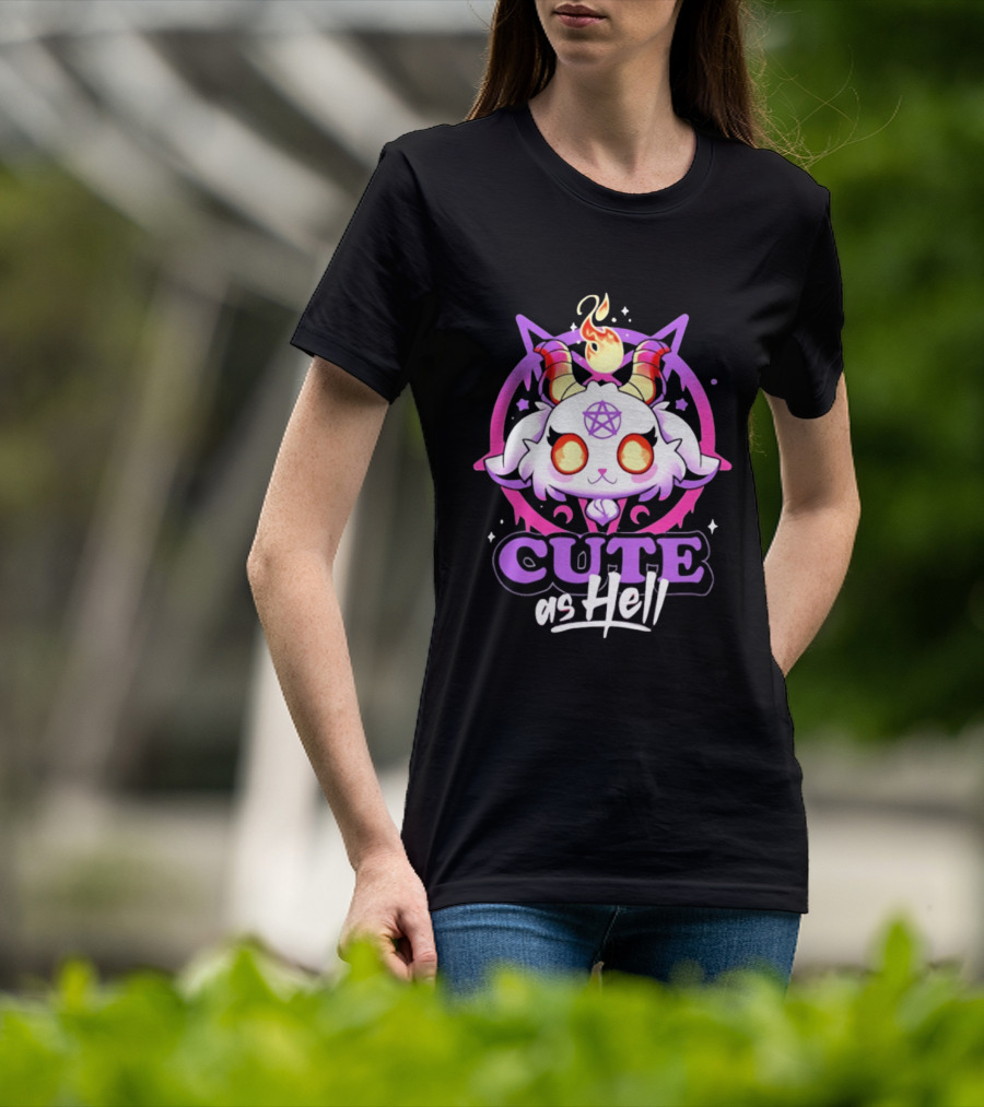 Cute As Hell Goat Demon Pentagram Flame T-Shirt