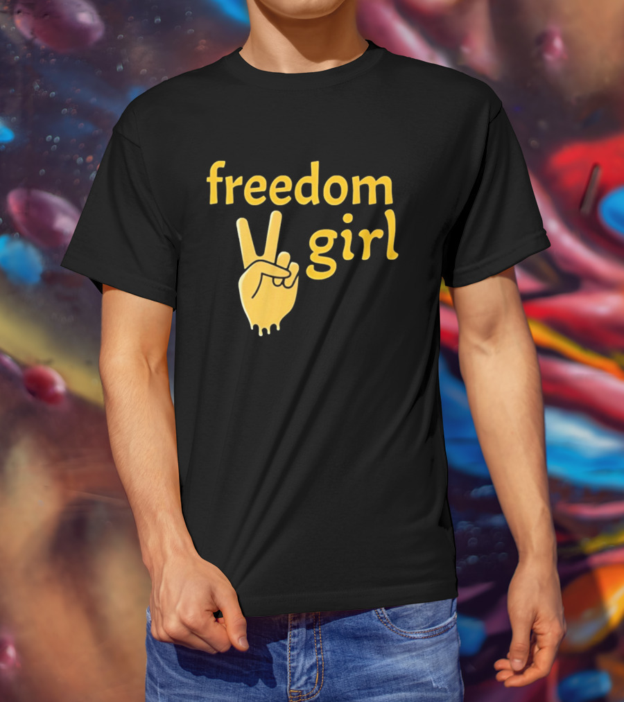 Freedom Girl Peace Sign Hand Gesture T-Shirt