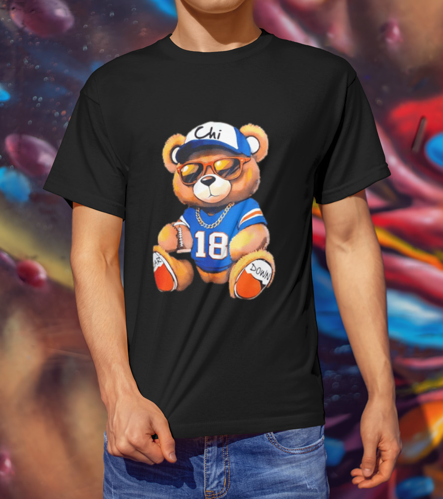 Bear Down Chi 18 Teddy Bear Football Fan Gear T-Shirt