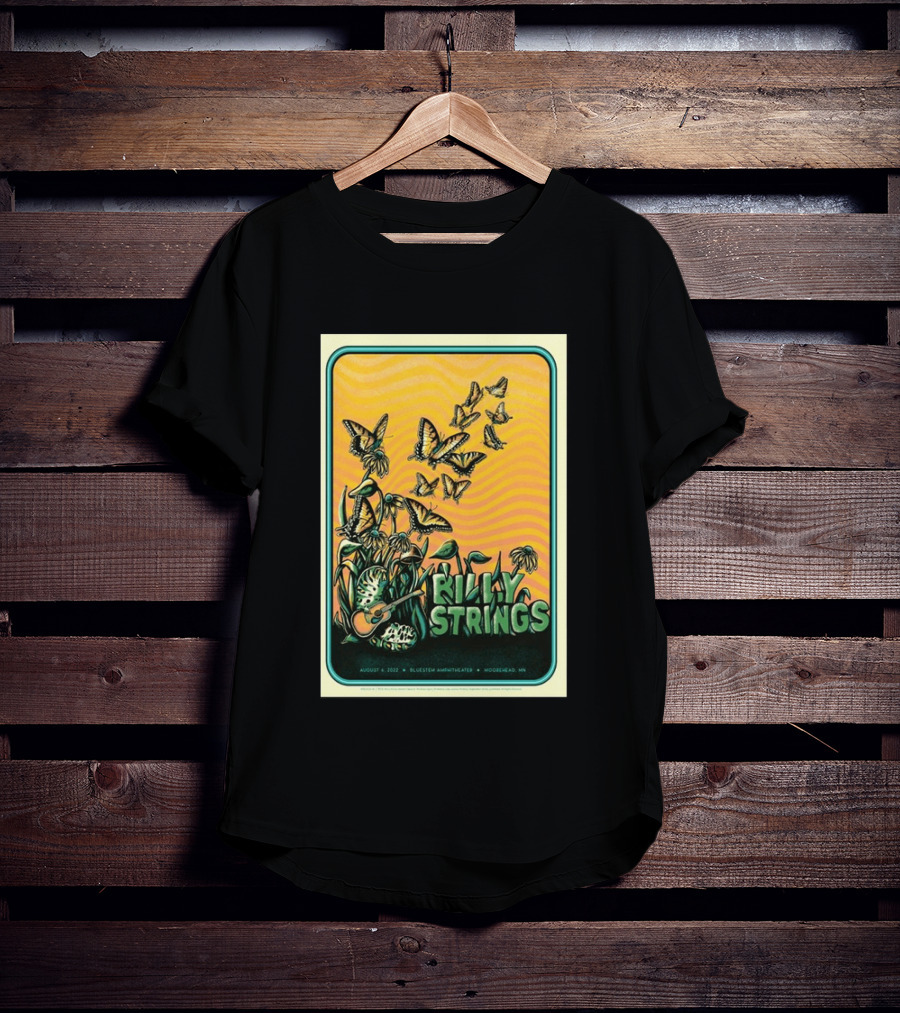 Billy Strings Bluestem Amphitheater August 6 2022 Butterfly Moorehead MN T-Shirt