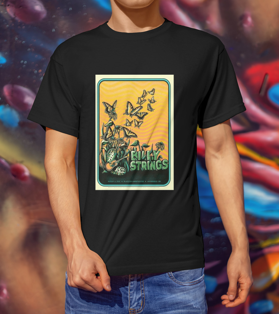 Billy Strings Bluestem Amphitheater August 6 2022 Butterfly Moorehead MN T-Shirt