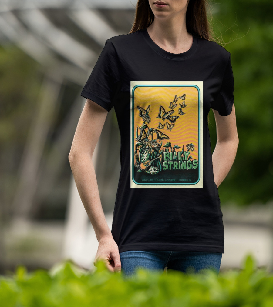 Billy Strings Bluestem Amphitheater August 6 2022 Butterfly Moorehead MN T-Shirt