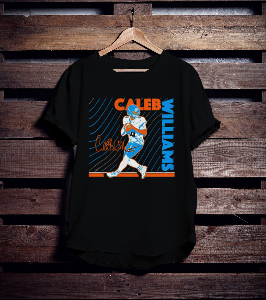 Caleb Williams Signed Football Chicago Bears Action Quarterback Sports Memorabilia T-Shirt