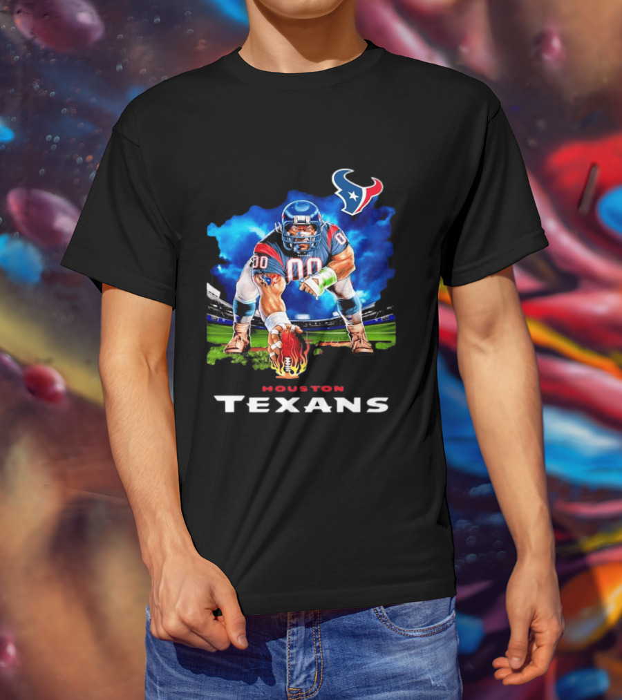 Houston Texans Ferocious Football Player NFL Team Spirit Challenge T-Shirt