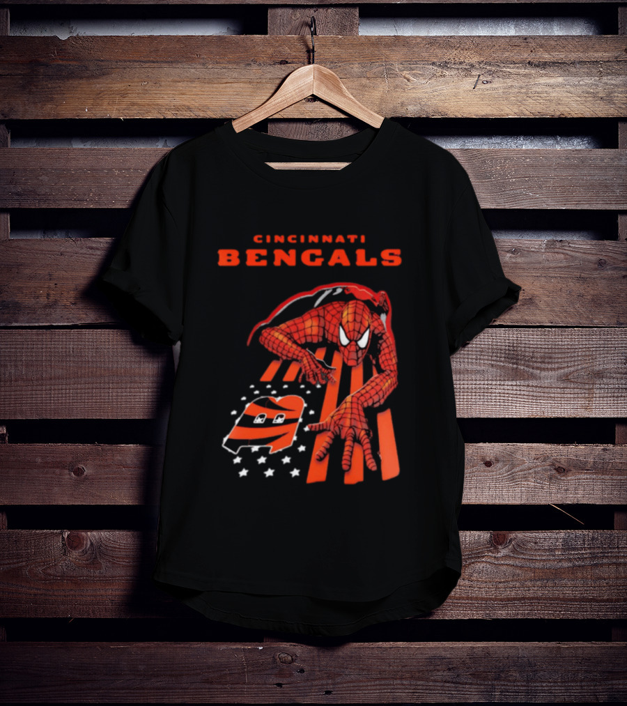 Cincinnati Bengals Spiderman Stripes Marvel T-Shirt