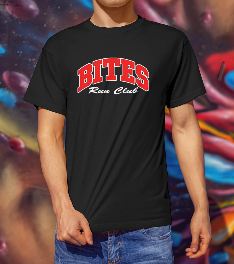 Bites Run Club Classic Style Sports Lettering T-Shirt