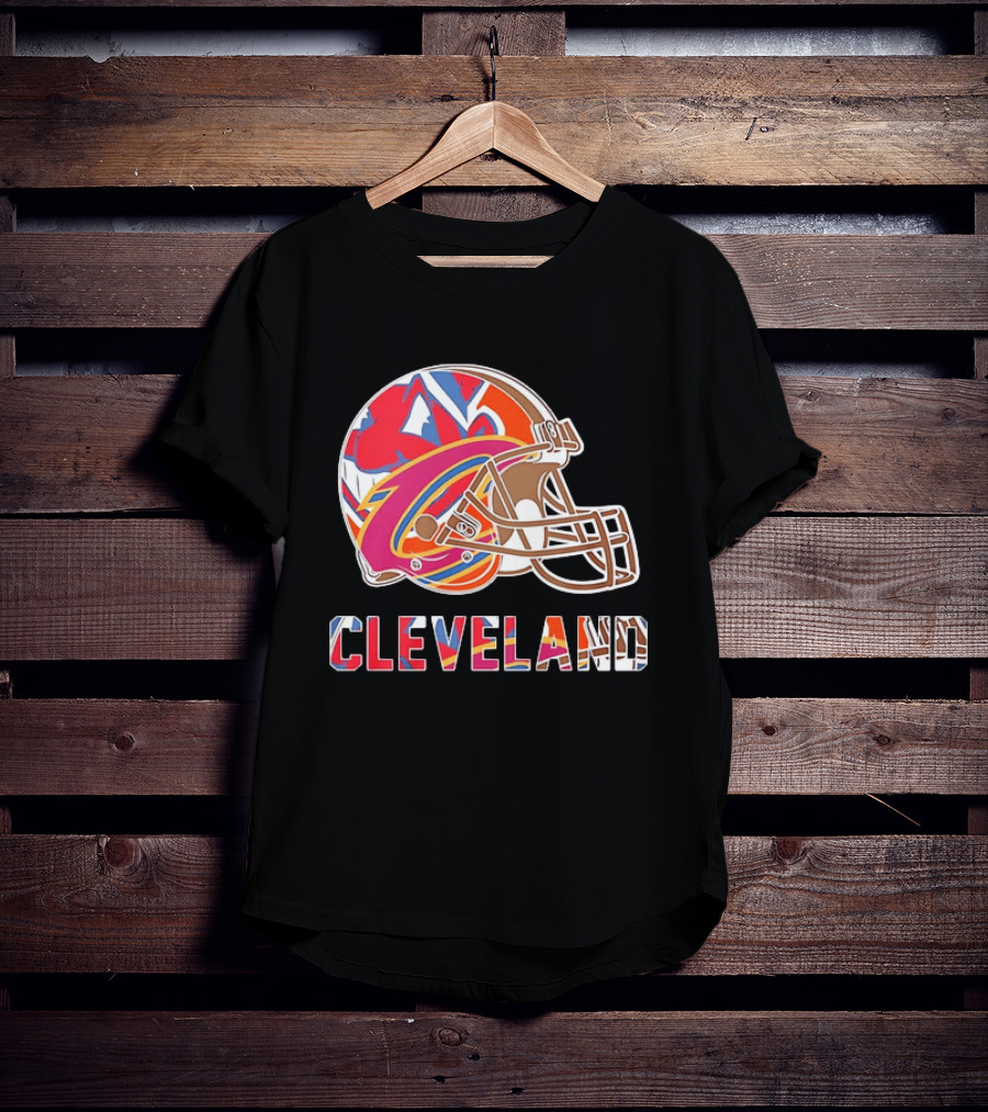 Cleveland Football Cavaliers Browns Guardians Helmet T-Shirt