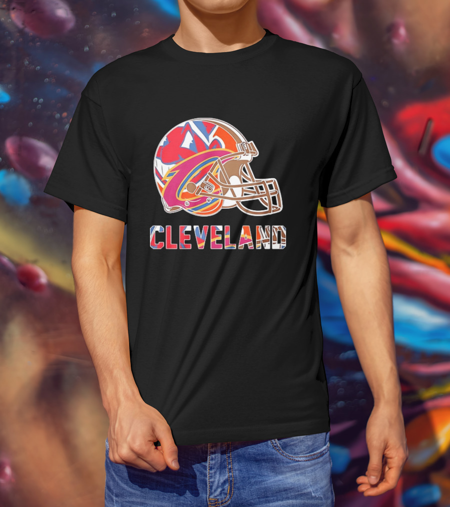 Cleveland Football Cavaliers Browns Guardians Helmet T-Shirt