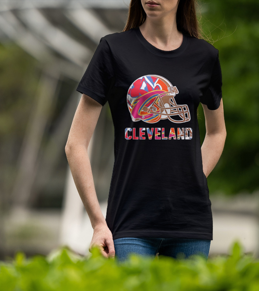 Cleveland Football Cavaliers Browns Guardians Helmet T-Shirt