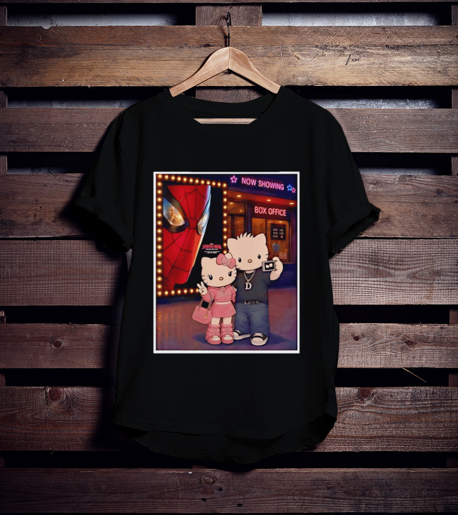 Now Showing Box Office Hello Kitty And Dear Daniel Spider Man Movie Polaroid Frame T-Shirt