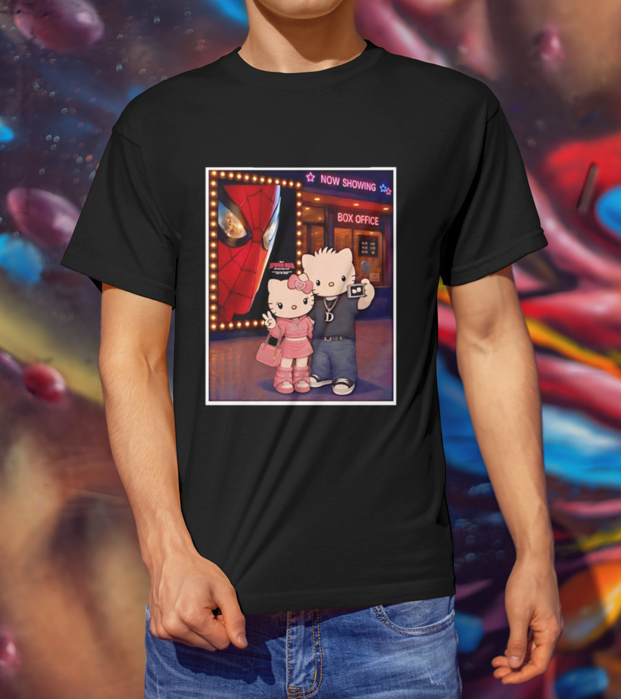 Now Showing Box Office Hello Kitty And Dear Daniel Spider Man Movie Polaroid Frame T-Shirt
