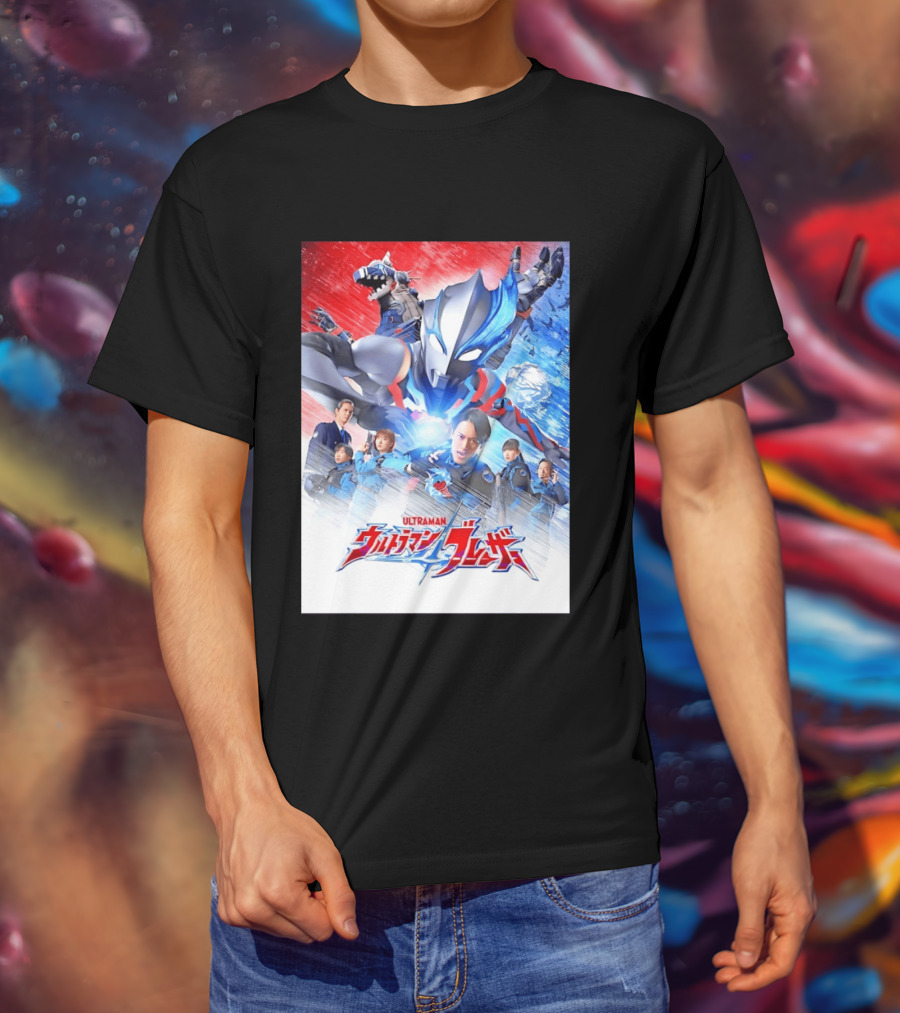 Ultraman Blazar Cast And Characters With Heroic Action Scene T-Shirt