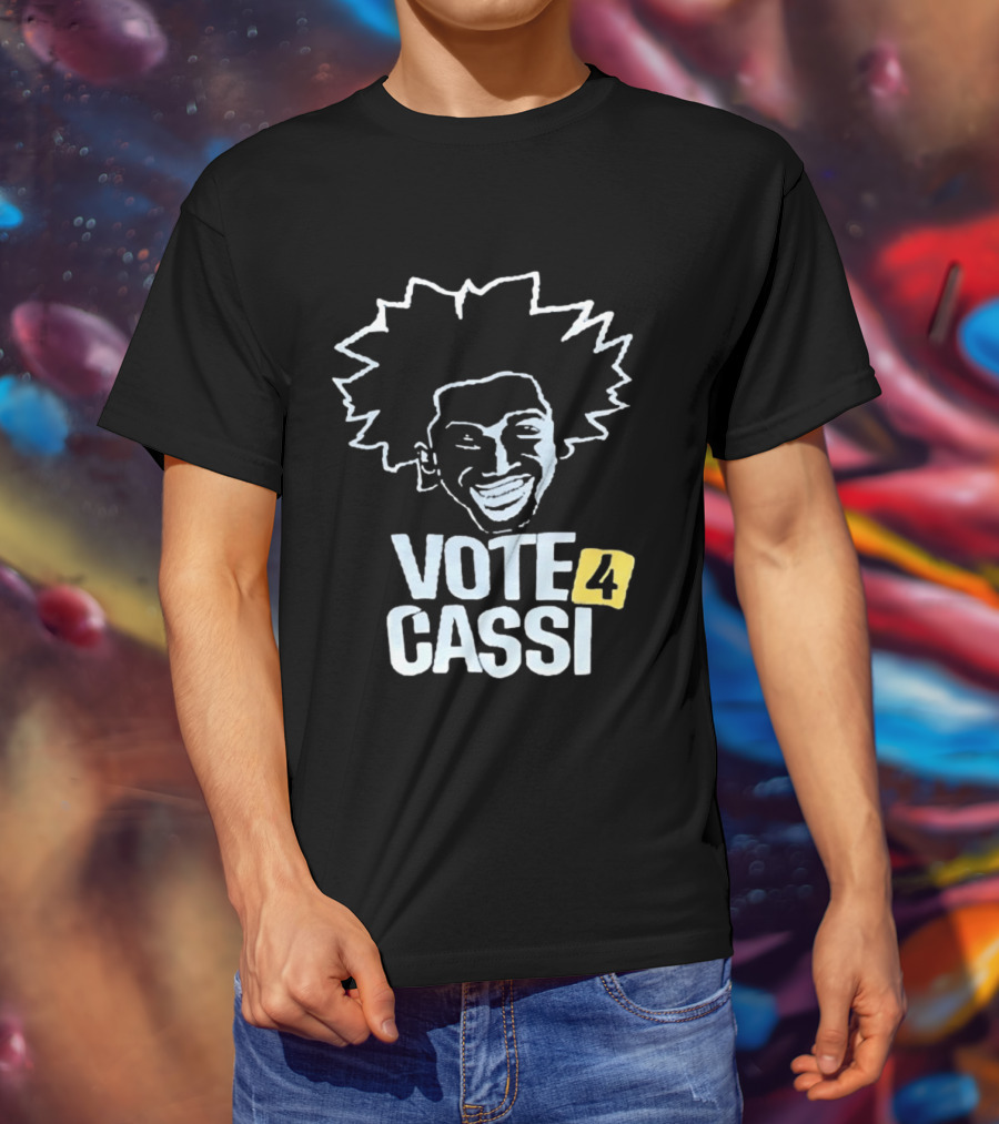 Vote 4 Cassi Spiky Afro Smiling Line T-Shirt