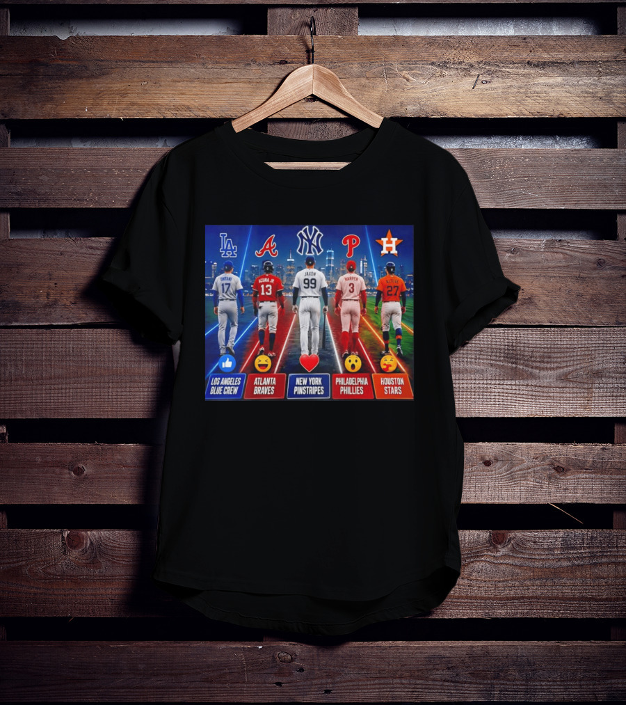 Los Angeles Blue Crew Atlanta Braves New York Pinstripes Philadelphia Phillies Houston Stars Ohtani Acuna Jr Jaxon Harper Altuve T-Shirt
