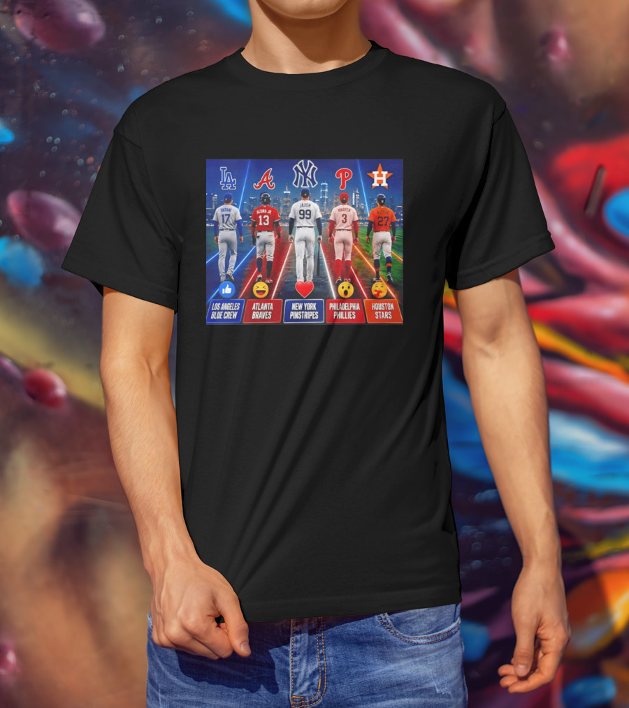 Los Angeles Blue Crew Atlanta Braves New York Pinstripes Philadelphia Phillies Houston Stars Ohtani Acuna Jr Jaxon Harper Altuve T-Shirt