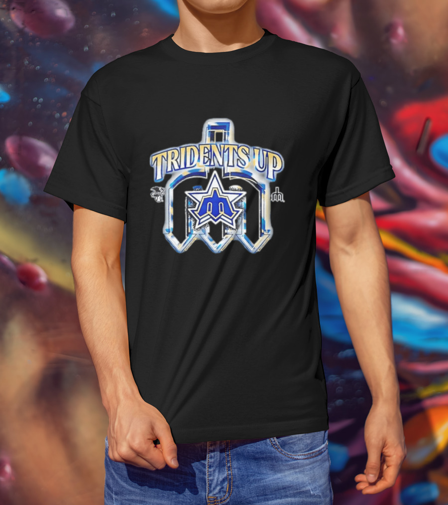 Seattle Mariners MLB Tridents Up 3D Metallic Compass Star T-Shirt