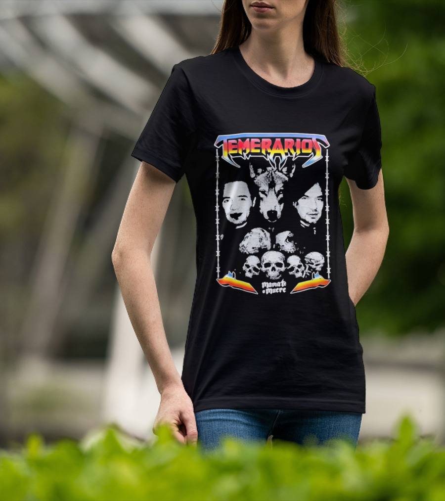 Temerarios Mamate O Muere Heavy Metal Wolf Band Photo Skulls T-Shirt
