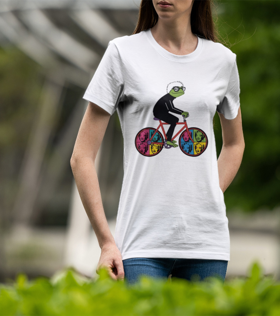 Andy Warhol Style Frog On Pop Art Bicycle T-Shirt