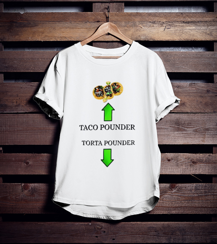 Taco Pounder Torta Pounder Trio Mexican Tacos Lime Green Arrows T-Shirt