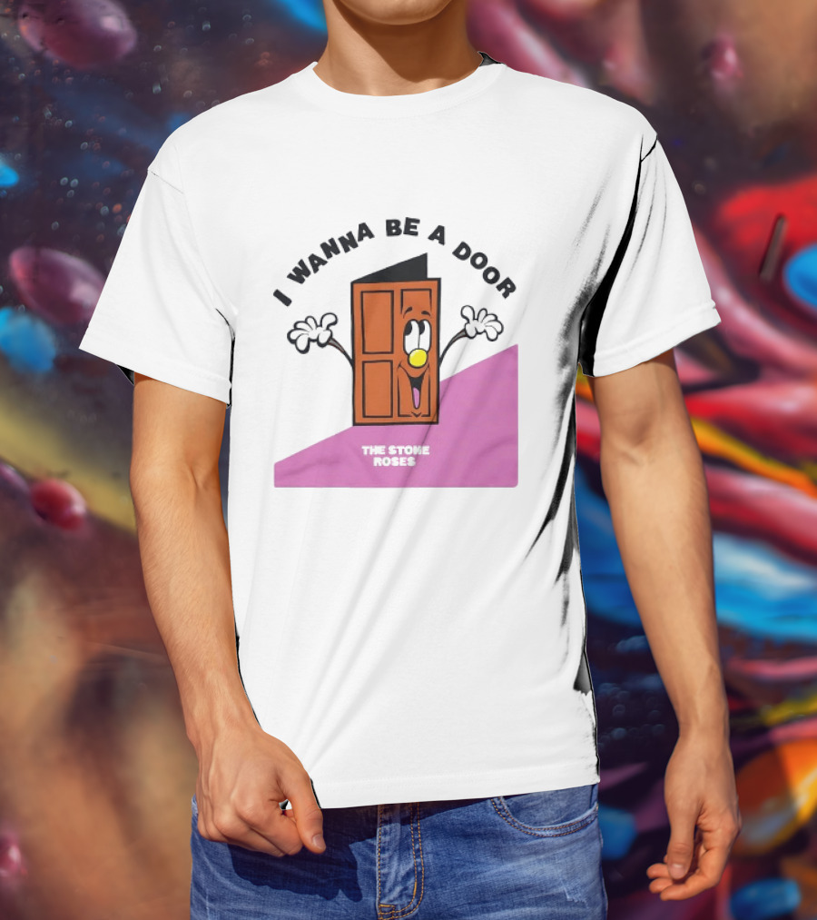 The Stone Roses I Wanna Be A Door Cartoon Yellow Nose Waving Hands T-Shirt